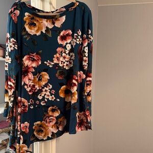 Agnes & Dora Floral Long Sleeve Top - Teal and Pink